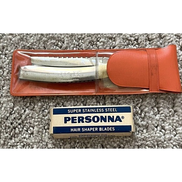Vintage H & H Co Hair Shaper Razor Stainless Steel Straight Razor Personna Blade - Picture 1 of 15
